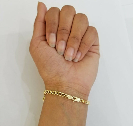 Real 10k Yellow Gold Miami Cuban Link Bracelet 8" 5mm lobster lock men women