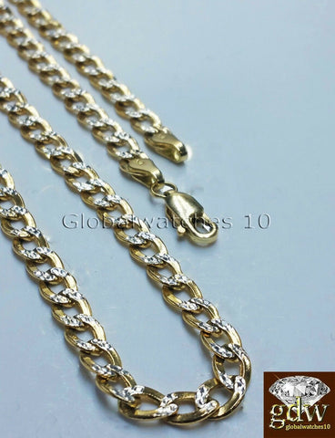 Real 10k Yellow Gold Miami Cuban Diamond Cut Chain in Various Length 18-24 Inch.