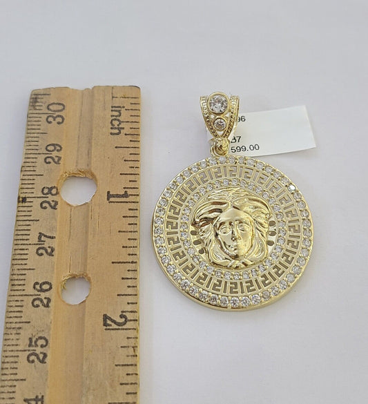 Real 10k Yellow Gold Head Charm Pendant 2" Inches Round New Charm Circular 10kt