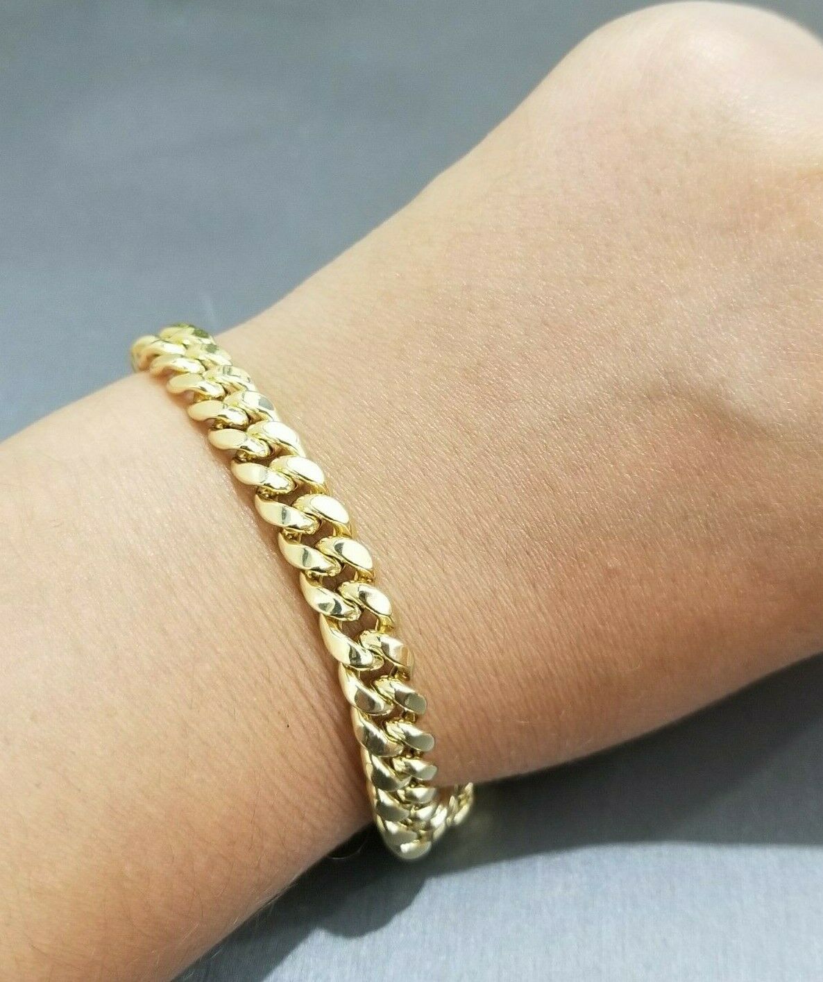 Real 10k Yellow Gold 8mm Miami Cuban Bracelet 9" Box lock