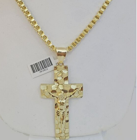 Real 10k Gold Nugget Cross Charm 10kt