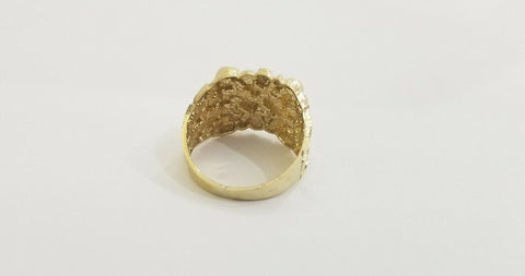 10k Real yellow Gold Nugget men Ring Sizable casual, squared gold ring 10kt