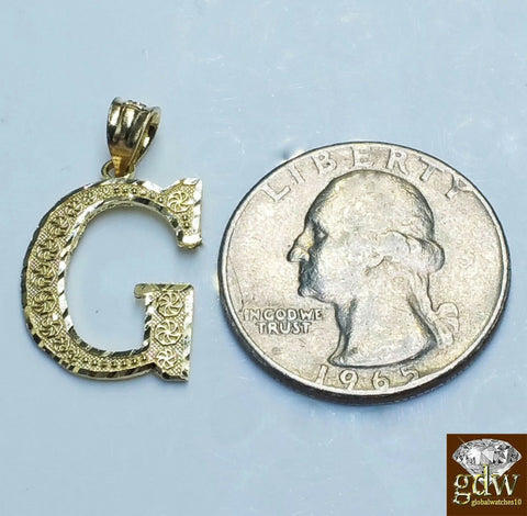 10k Gold Initial Charm 10k Miami Cuban Chain Pendant Necklace 24" 26" 28"