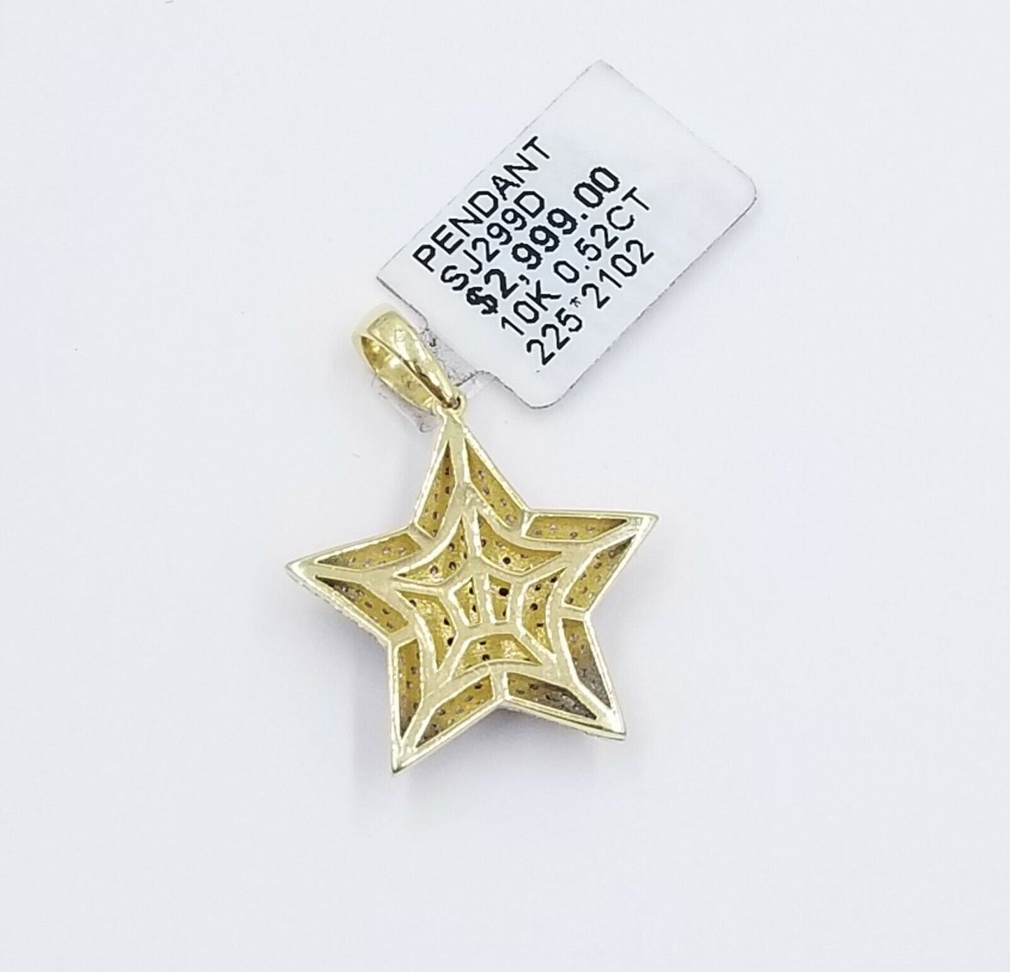 Real 10K Yellow Gold Star Emoji Diamond Charm Rope Chain 18 20 22 24 26 Inch 3mm