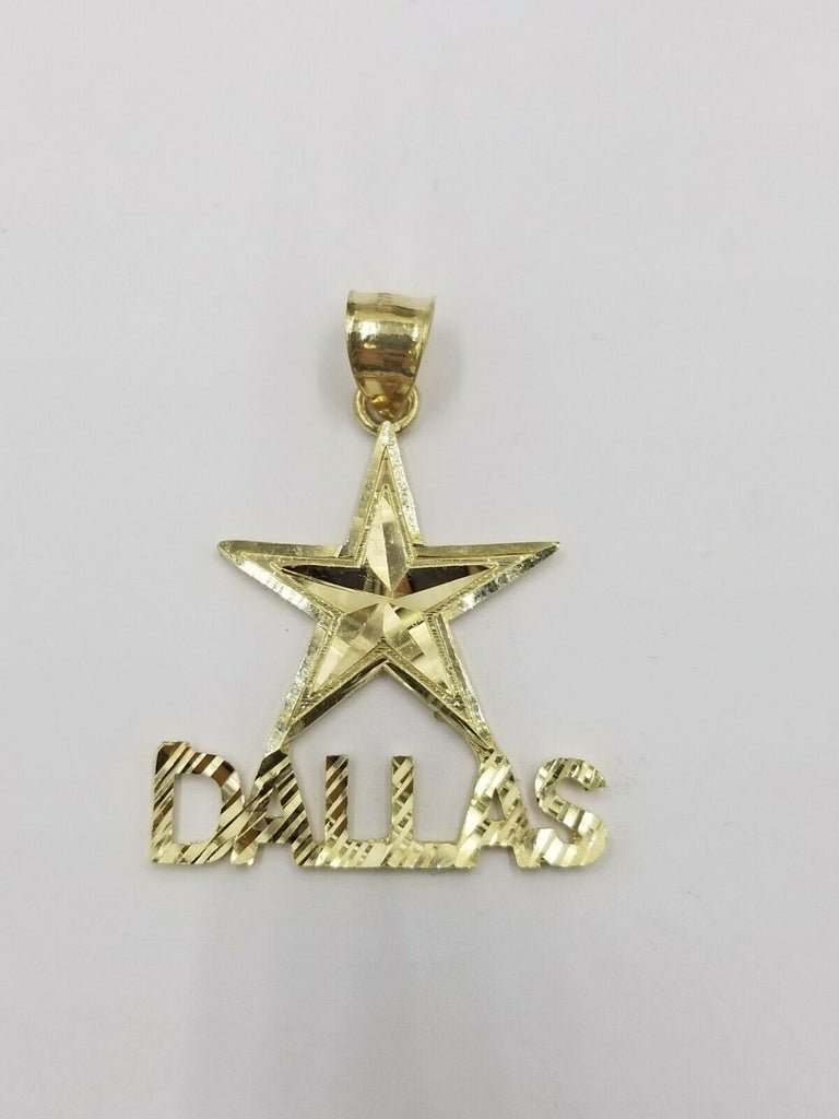 10K Yellow Gold Dallas Star Charm Diamond Cut Pendant Cowboy Men Women Real  | eBay