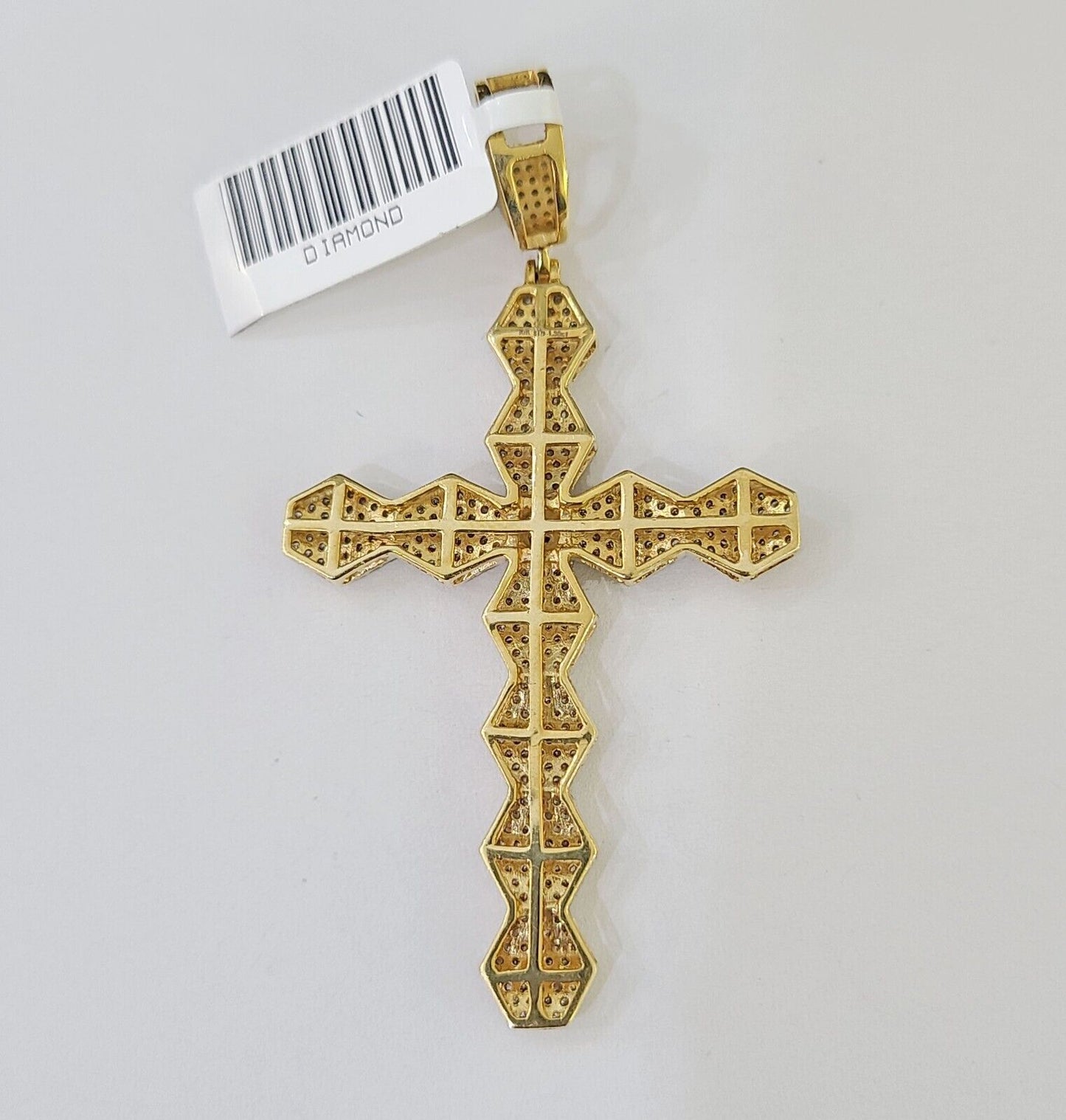 Real 10k Yellow Gold Diamond Cross Charm Men Women Pendant Genuine 2.5"