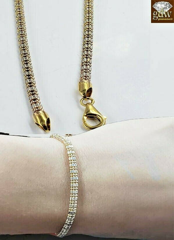 Real 10K Yellow Gold Diamond Cuts Unique Ladies Bracelet 8" Inch Ice Bracelet