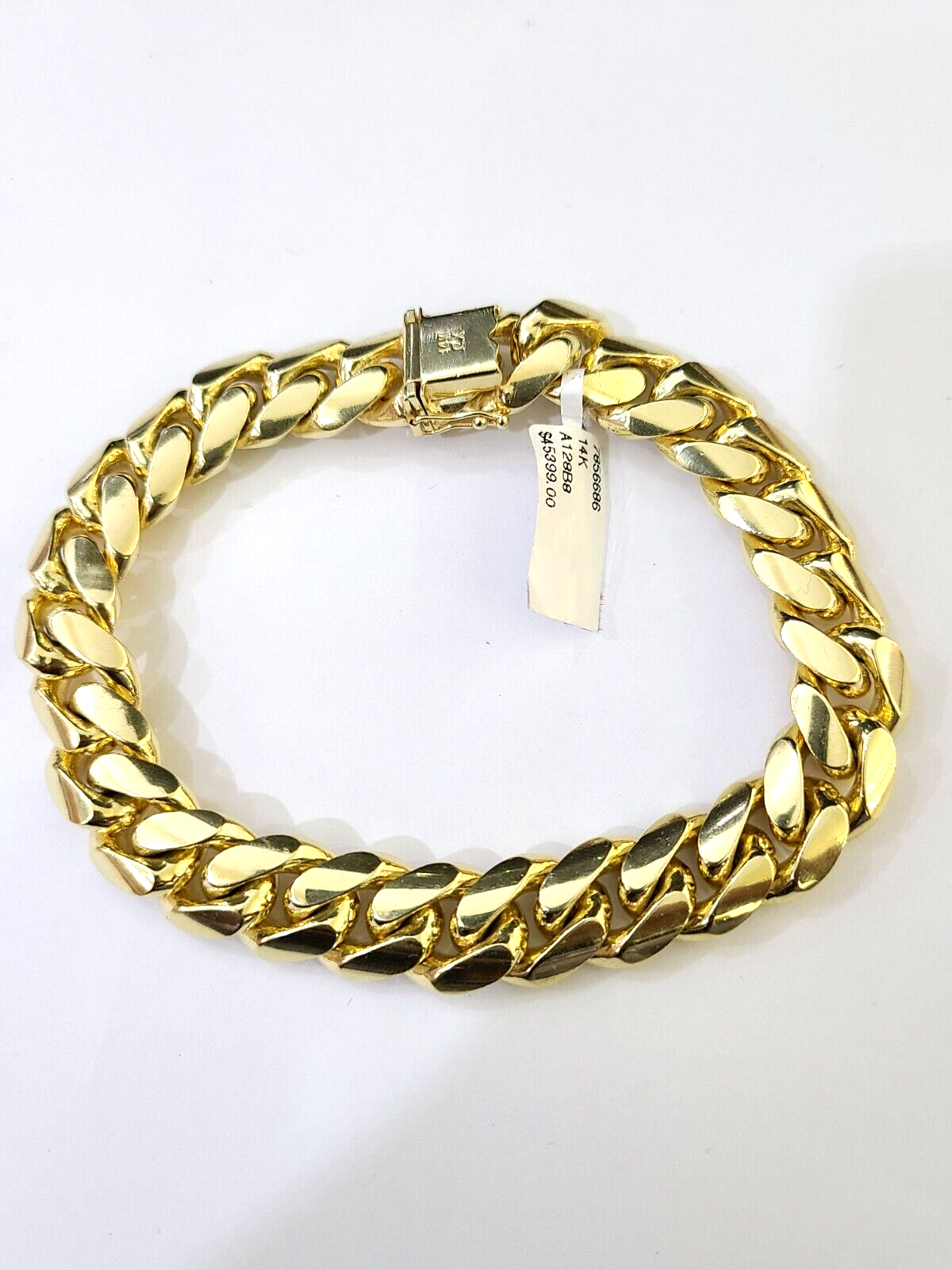 14K Solid Gold Miami Cuban Bracelet 9.5" Inch 13mm 14K Box Clasp Link