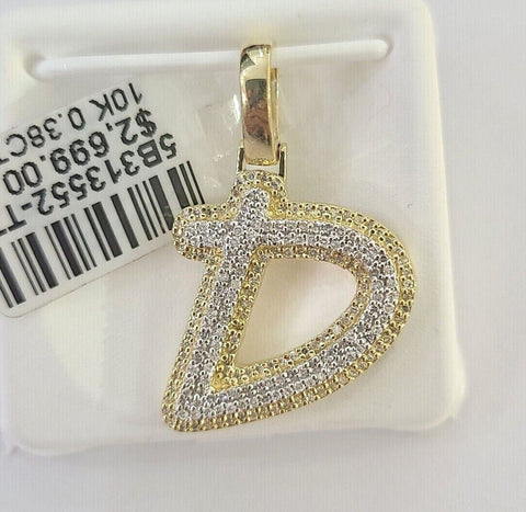 10k Real Yellow Gold Genuine Diamond Initial A-Z Alphabet Charm Pendent