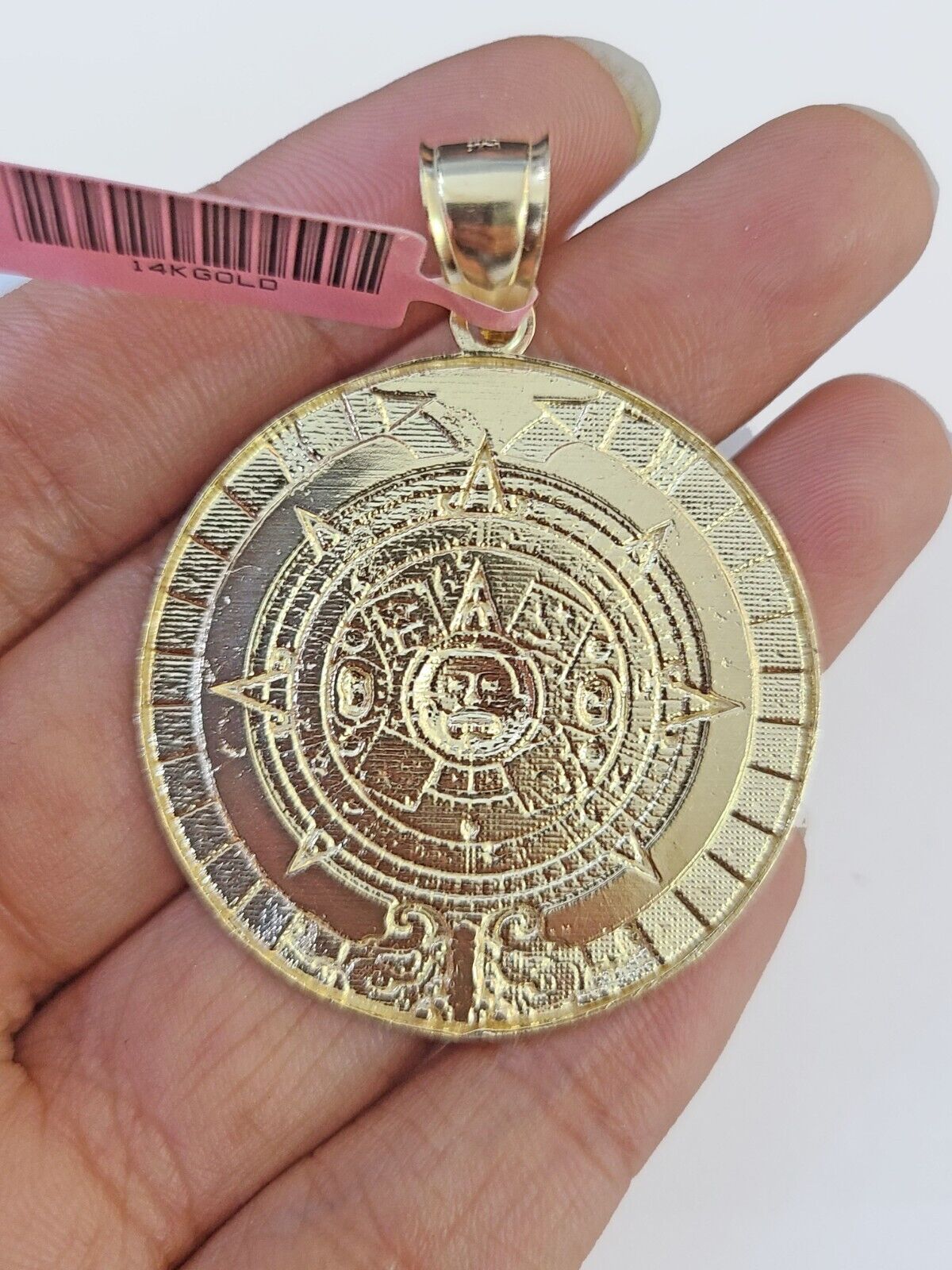 Real 14k Yellow Gold Circular Mayan Calendar / Pendant Charm 14kt