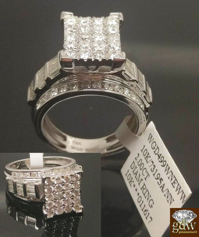 Real 2 CT Diamond Solid 10k White Gold ladies Ring Engagement Wedding Women band