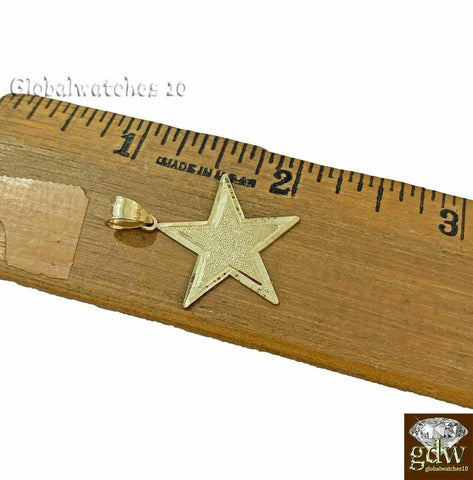 10k Gold Charm Pendant Star with Miami Cuban Chain in 22 24 26 28 Inch, Real