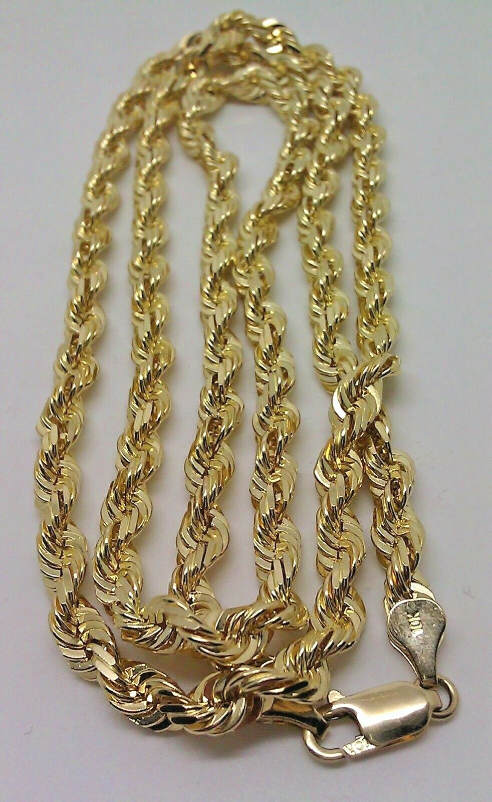 Diamond Lock Rope Chain Solid 14k Gold Rope Chain 6mm 26