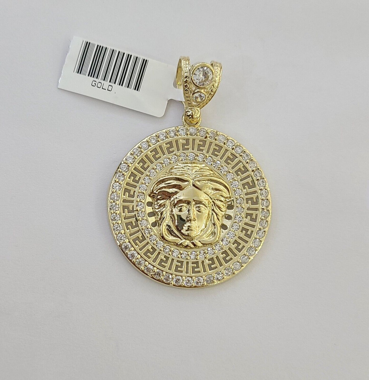 Real 10k Yellow Gold Head Charm Pendant 2" Inches Round New Charm Circular 10kt