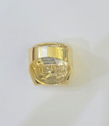 Real 10k Nugget Ring yellow Gold men casual Rectangle gold ring 10kt