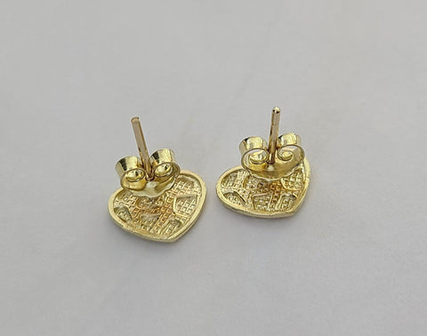 10k Gold Nugget Heart Earrings With Push Back Real 10kt Gold Studs