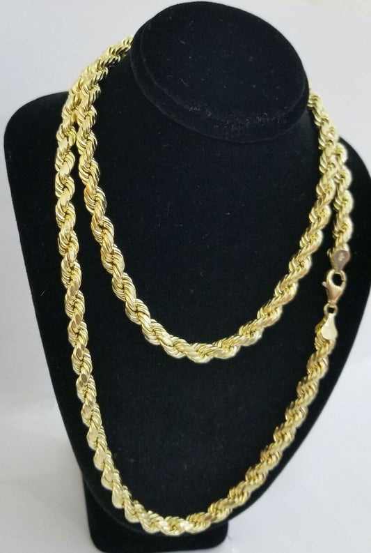 10k REAL Gold Rope Chain 8 mm 28" Yellow gold Necklace Men 10kt diamond cuts