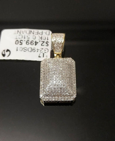 10K Yellow Gold Diamond Dome Charm Pendent With 18 Inch Franco Chain