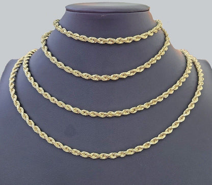 14k Yellow Gold 5mm Rope Chain Necklace 20"-28" Inch Real Gold 14kt All Sizes