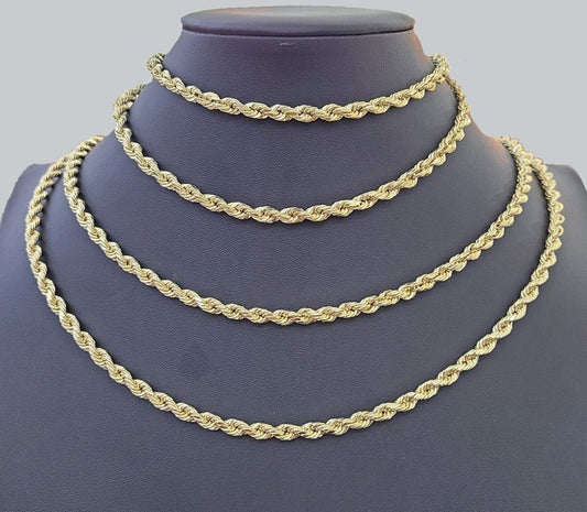 14k Yellow Gold 5mm Rope Chain Necklace 20"-28" Inch Real Gold 14kt All Sizes