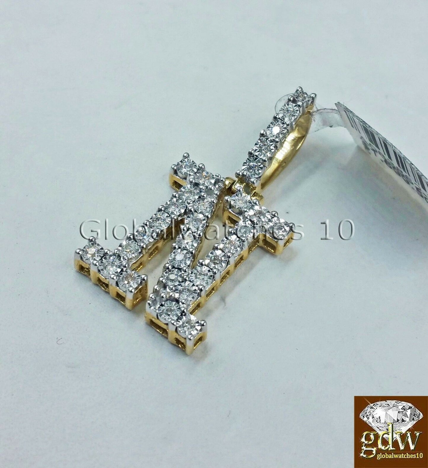 Real 10k Gold and Diamonds Letter "N" Initial Alphabet Charm/Pendant 1.5" Inch.