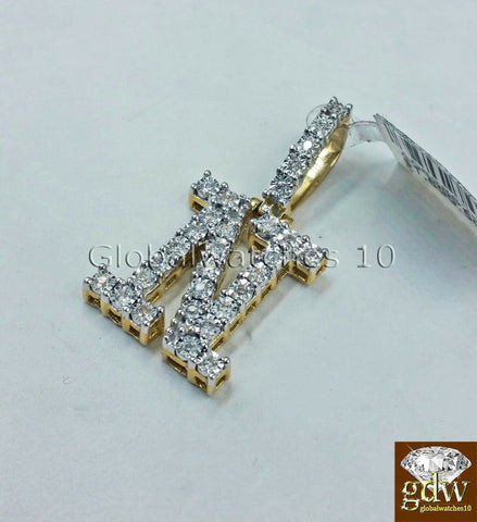 Real 10k Gold and Diamonds Letter "N" Initial Alphabet Charm/Pendant 1.5" Inch.