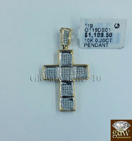 10k Yellow Gold Jesus Cross 1.4" Inch Charm/Pendant with Real Diamond, Angel.