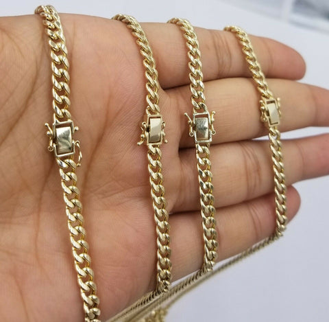 REAL 10k Gold Chain or Bracelet 8" 5mm Miami Cuban 20" 22" 26" 26" Box Lock