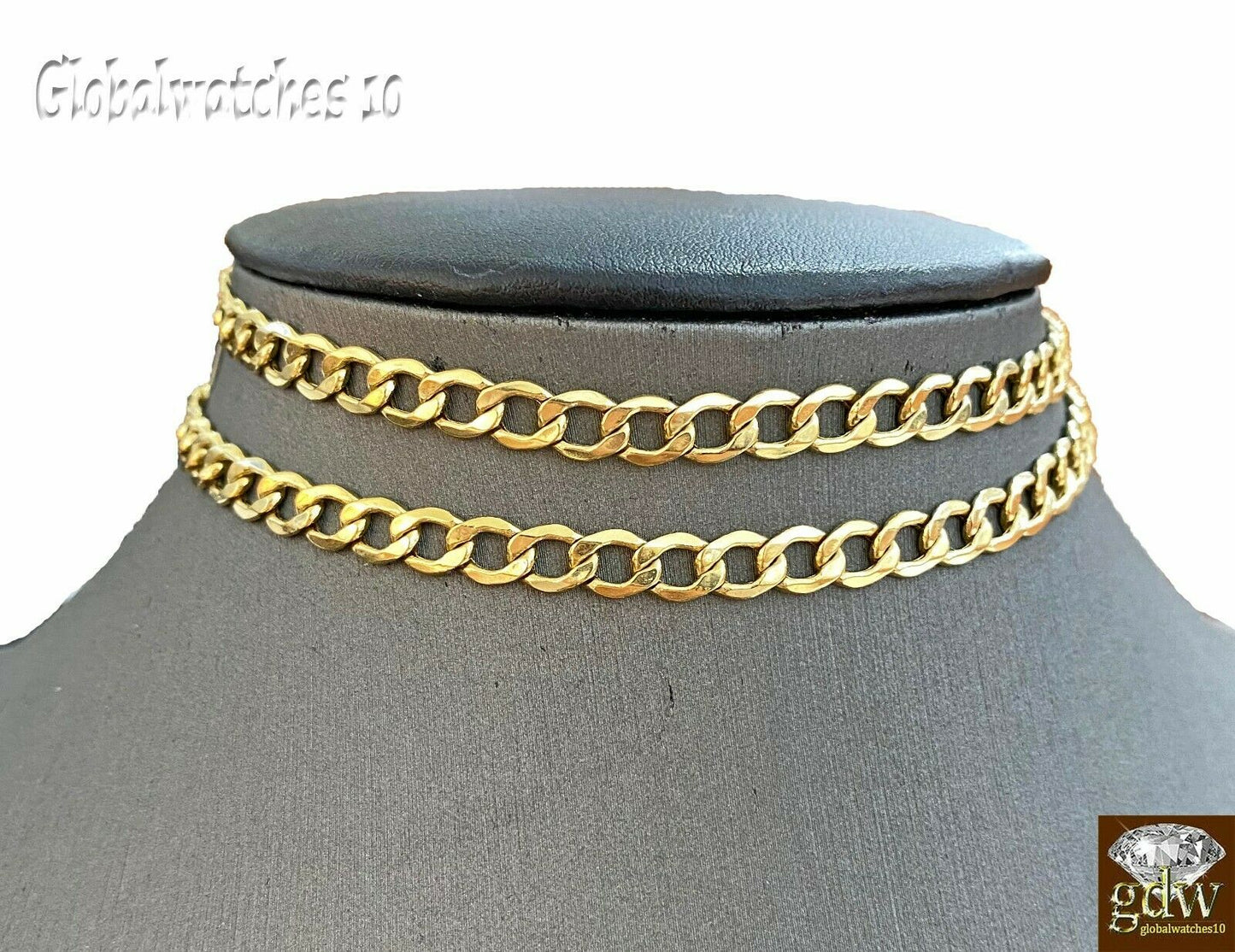 Real 10k Yellow Gold Cuban link 4mm Chain with diamond Cut 20 22 24 26 inch