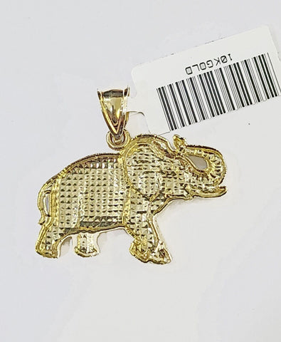 10K Real Yellow Gold Elephant Charm Pendant Gold 10k