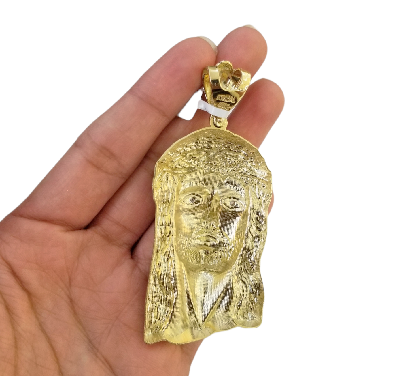 Real 10K Yellow Gold Jesus Head Pendent Charm 3" Inch 10kt