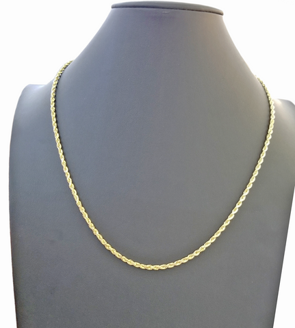 Real 14K Yellow Gold Rope Chain Necklace 2.5mm 3mm 4mm 5mm 18-26 inch Men Women 2.5mm / 18 inch
