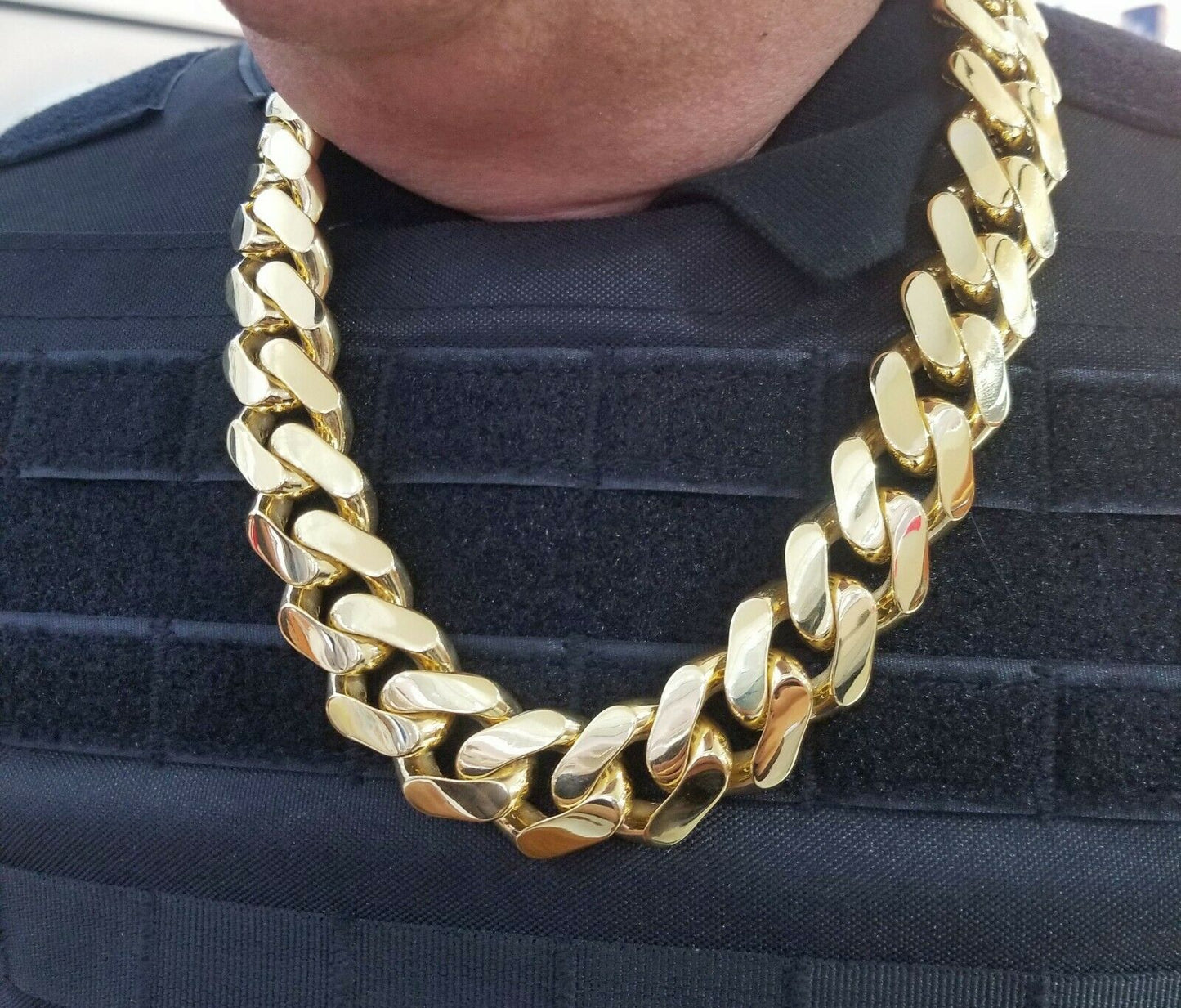 10k Gold Royal Miami Cuban Monaco Link Chain 24inch, 23mm yellow gold necklace