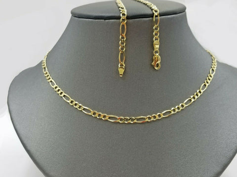 REAL 10k Yellow Gold Figaro Link Chain 3.5mm Necklace 16"- 26" Lobster, 10kt
