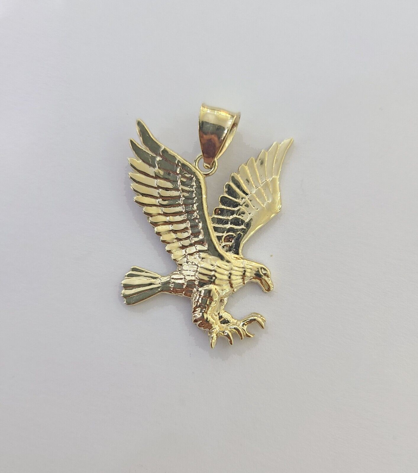 10k Yellow Gold Flying Eagle Charm Pendant 1.5" Inch Men Women Bird 10kt Real