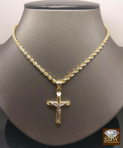 10k Yellow Gold Jesus Cross Pendent,Also Available With 10k 30" 7.3Gm Rope Chain