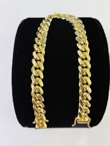 Real 14K Yellow Gold Miami Cuban Bracelet 9" Inch 10mm 14K Box Clasp Link