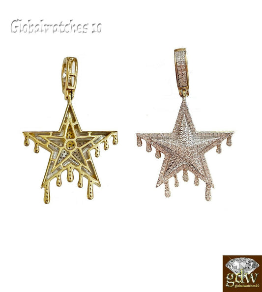 10k Gold Diamond Charm with Rope Chain in 20 22 24 26 inch Star Shape Pendant