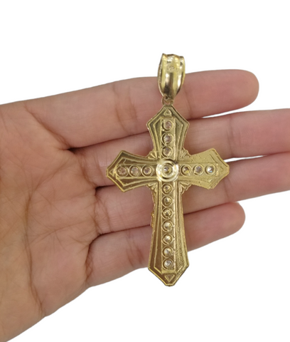 10K Yellow Gold Jesus Cross Pendent 5mm  20" 22"24"26"28" Inch Miami Cuban Chain