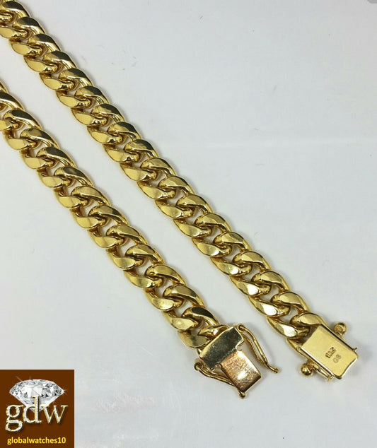 Real 10k yellow Gold Miami Cuban Bracelet 8.5 Inch Long 7mm Box Lock