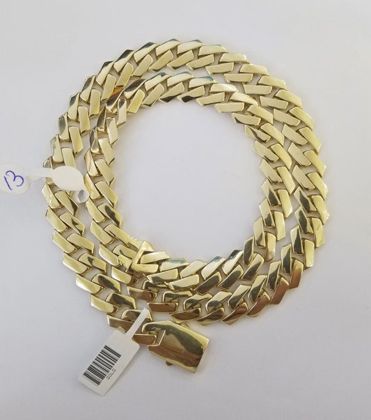 10K Yellow Gold 13mm Royal Monaco Miami Link Chain Necklace 24" Inch Men's REAL