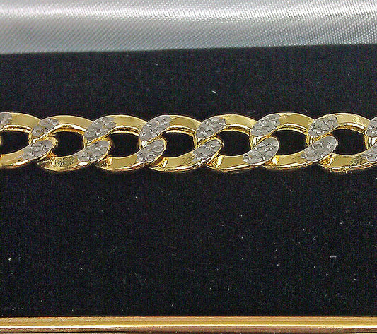 REAL 10K Yellow Gold Cuban Bracelet, Diamond Cuts 9", 10mm #A12B5, Lobster clasp