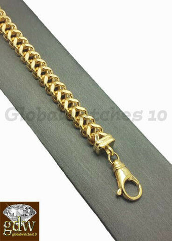 10k Gold Bracelet Men Franco Lobster Clasp 7mm Rope Cuban