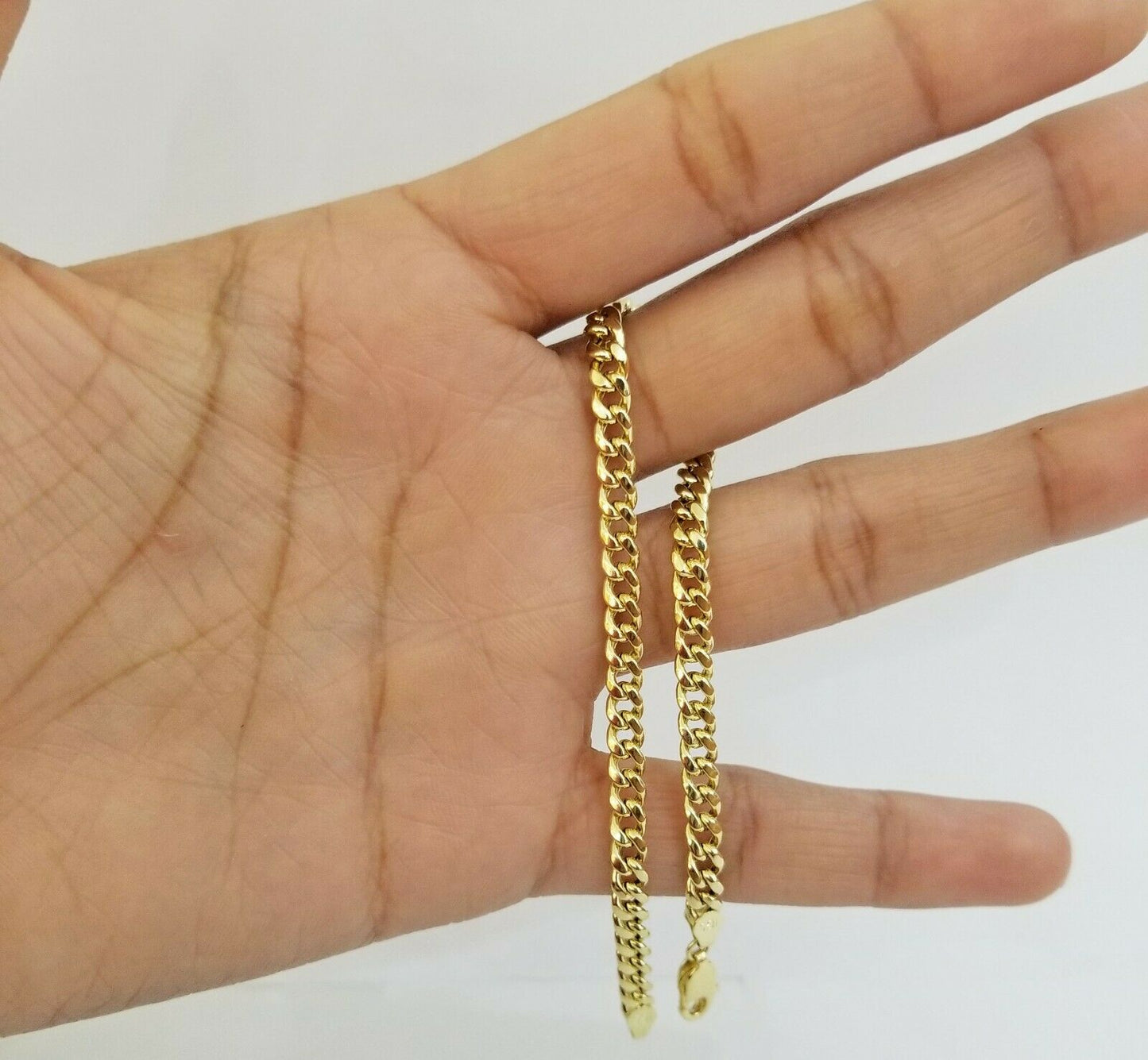 10k Yellow Gold Miami Cuban Bracelet 8inch 5mm,lobster lock men women hand chain