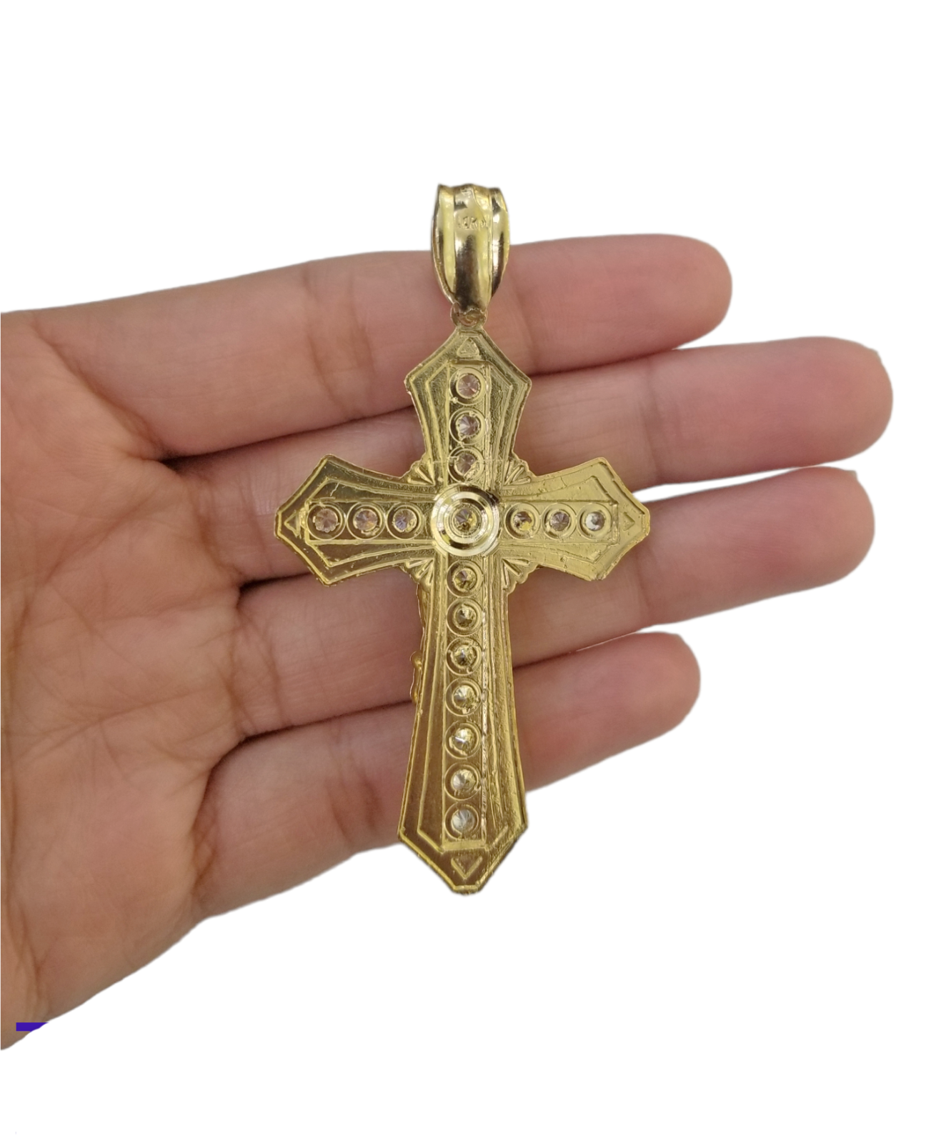 10K Yellow Gold Jesus Cross Charm Pendant Religion Real 10kt