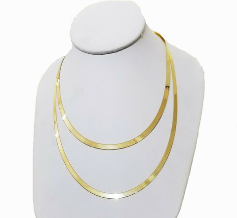 Real 10k Yellow Gold Herringbone necklace chain 3mm 18" 20" 22" 24"