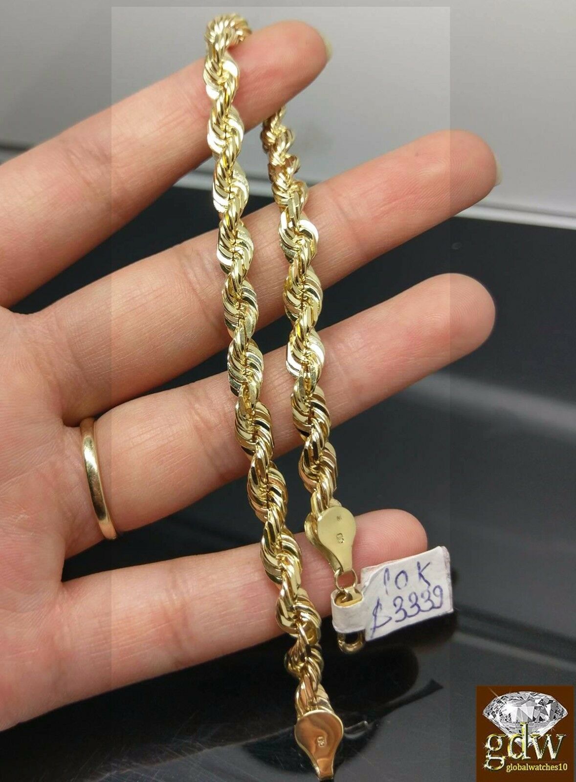 Mens REAL 10k Gold Rope Bracelet SOLID 10KT Yellow Gold Diamond Cut Strong Link