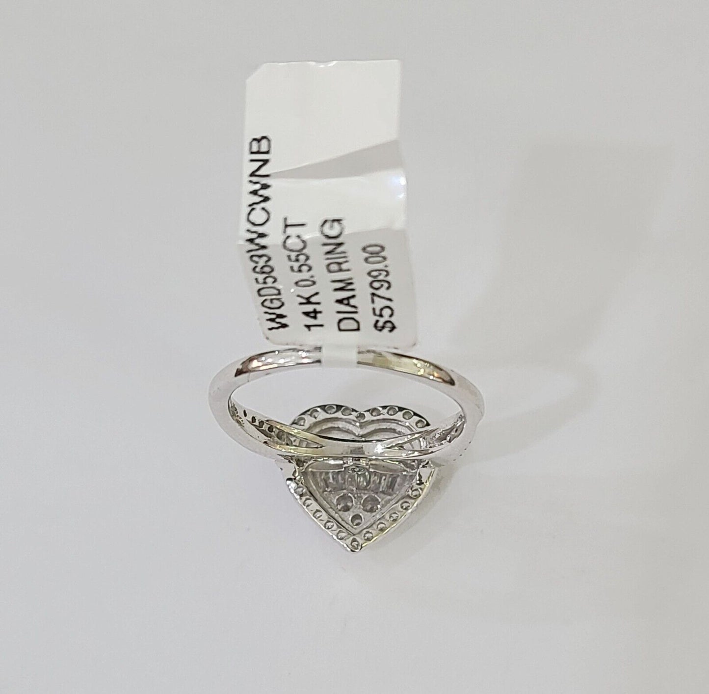 REAL 14k White Gold Diamond Ring Heart Shaped Ladies Wedding Engagement