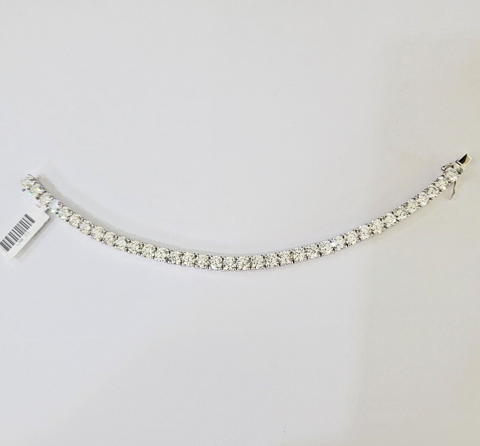 14k White Gold Tennis Bracelet Lab Created Diamond 18.00Ct Box Clasp Real Women