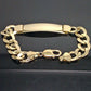 Mens SOLID 10K Yellow Gold Link Bracelet 9" ID Plate Long New